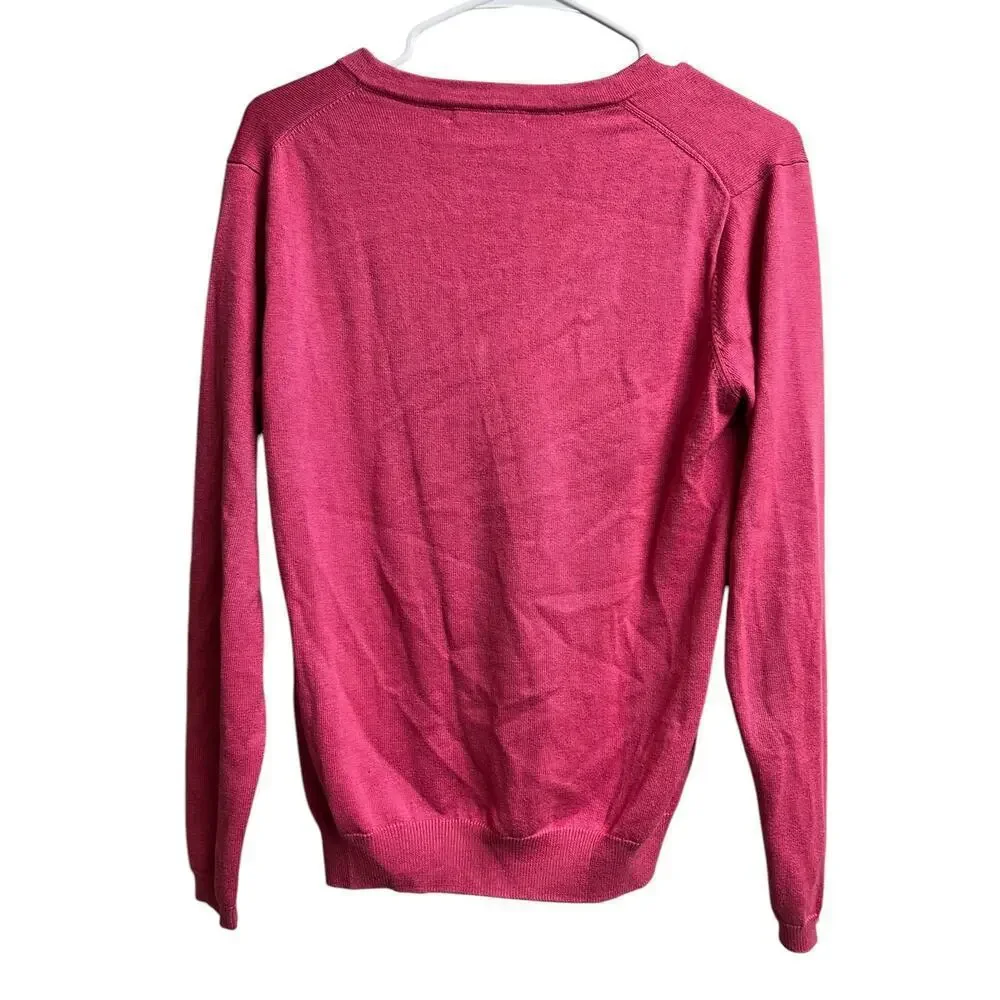 Peter Millar V-Neck Pink Golf Sweater Medium Silk Cotton Modal Blend